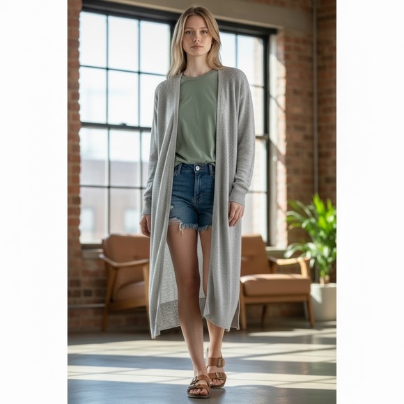 Allison Joy Sweaters - Allison Joy Gray Knit Duster Cardigan